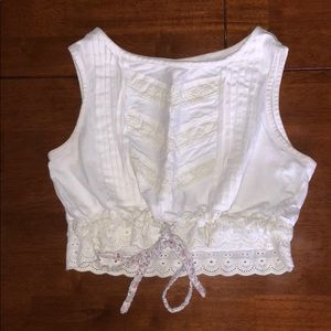 cream lace floral eyelet crop top